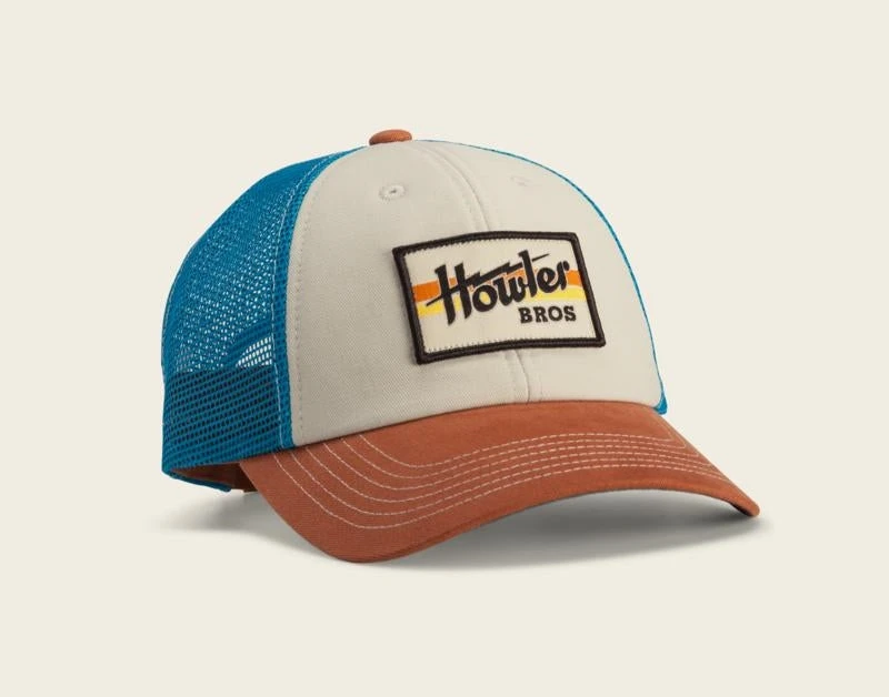 Howler Brothers Howler Bros. Electric Stripe Hat - Stone/Mid Blue Hats 3 Howler Brothers Howler Bros. Electric Stripe Hat - Stone/Mid Blue Hats