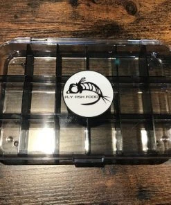 Adamsbuilt Fly Boxes Fly Fish Food Logo Fly Box, Ultra Clear 18 Compartments - Large