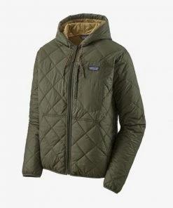 Clothing & Logo Gear Patagonia Diamond Quilted Bomber Hoody - Industrial Green With Classic Tan