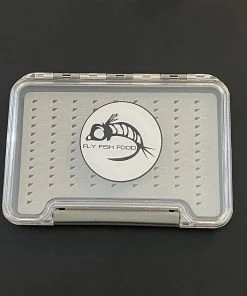 Adamsbuilt FLY FISH FOOD LOGO FLY BOX, CLEAR SINGLE SIDED - SMALL W/ EASY GRIP FOAM