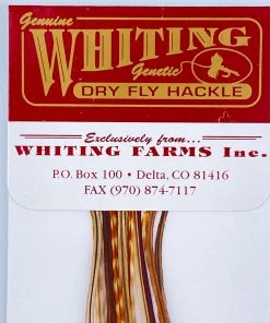 Whiting 100 Pack Dry Fly Hackle - Barred Dark Ginger - 20