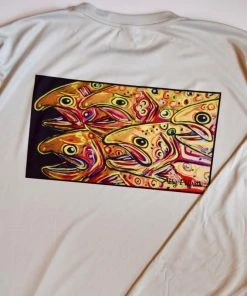 Abby Paffrath Clothing & Logo Gear Art 4 All Golden Trout Sun Shirt With Fly Fish Food Logo