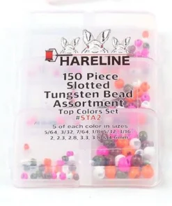 Hareline 150 Piece Slotted Tungsten Bead Assortment Beads