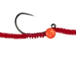 MFC Jig San Juan Worm - Red (Hot Orange Bead)